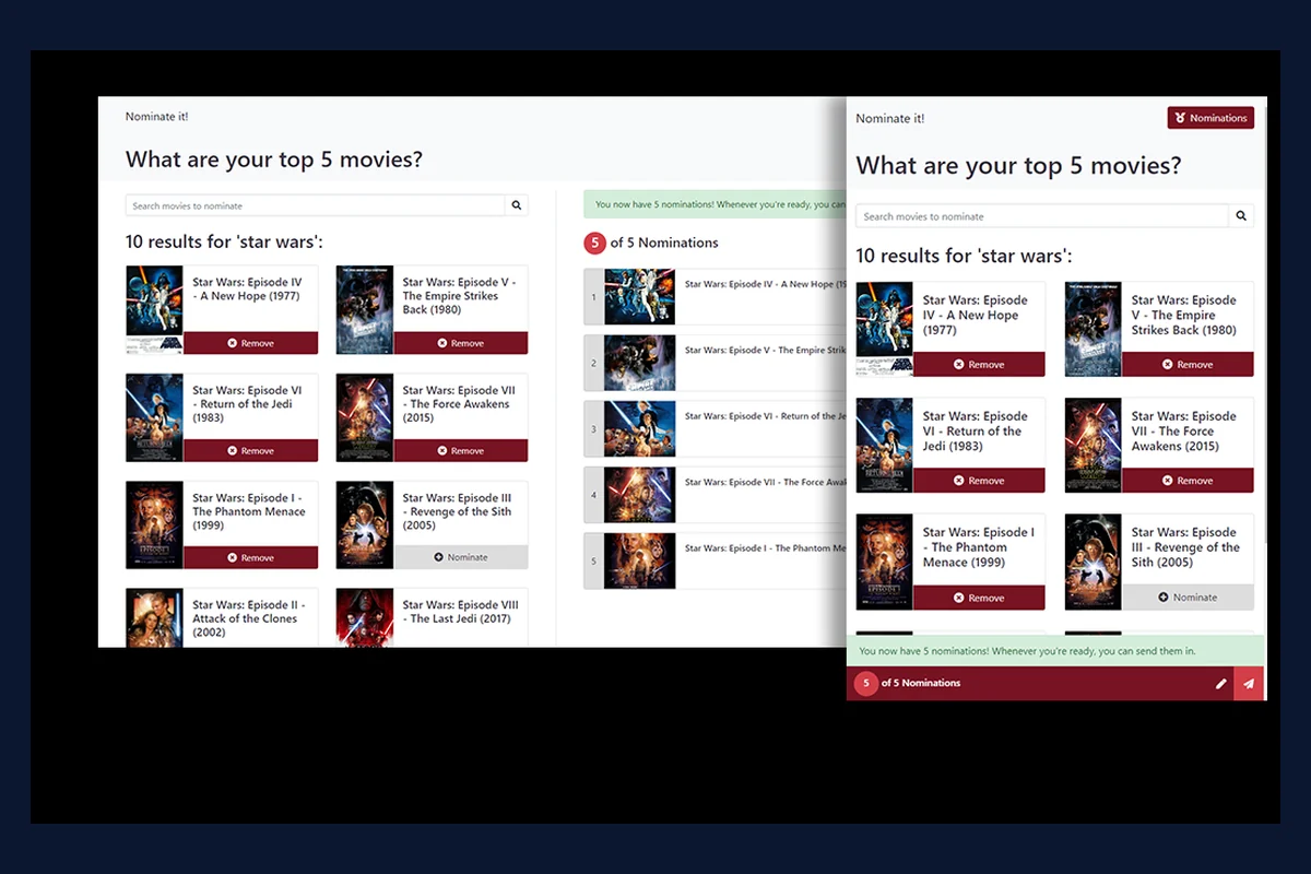 Nominate It interface preview